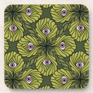 Plant Horror Art - Creepy Cute Green Flower Coaster
