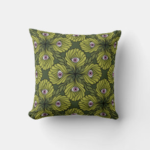 Plant Horror Art - Creepy Cute Green Flower Cushion
