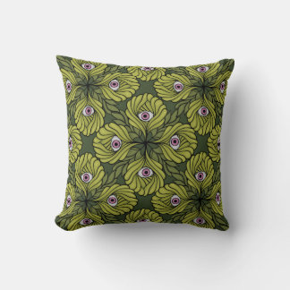 Plant Horror Art - Creepy Cute Green Flower Cushion