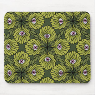 Plant Horror Art - Creepy Cute Green Flower Mouse Mat