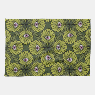 Plant Horror Art - Creepy Cute Green Flower Tea Towel