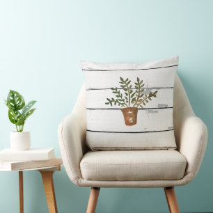 Plant in Pot Gardener Rustic Shiplap  Cushion