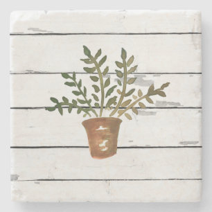 Plant in Pot Gardener Rustic Shiplap Stone Coaster