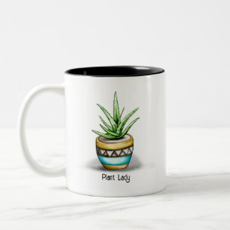 Plant Lady, Aloe Plant Two-Tone Coffee Mug