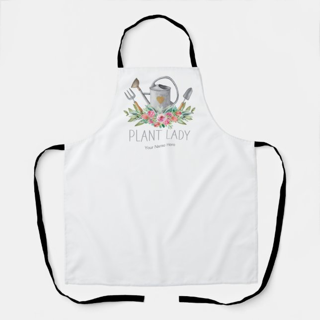 Plant Lady Boho Watercolor Humour Gardener  Apron (Front)