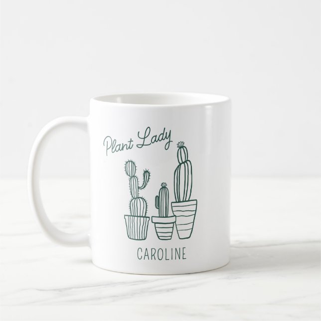 Plant Lady Cactus Succulent Gardening Lover Name Coffee Mug (Left)