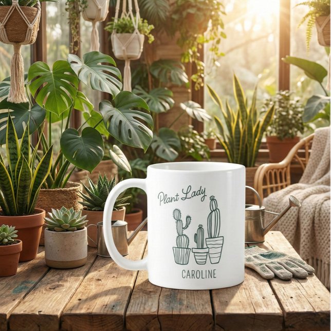 Plant Lady Cactus Succulent Gardening Lover Name Coffee Mug (Creator Uploaded)