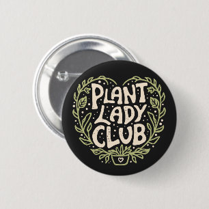 Plant lady club groovy retro aesthetic 6 cm round badge