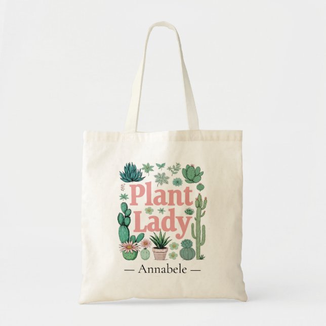 Plant Lady Cute Personalised  Tote Bag (Front)