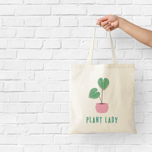 Plant Lady Leafy Houseplant Illustrated Tote Bag (Creator Uploaded)