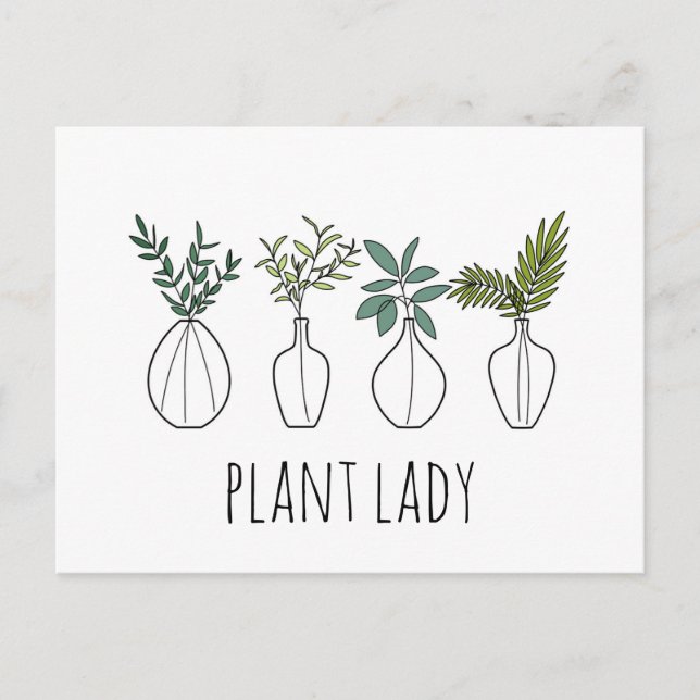 Plant Lady line Art  Plants Illustration  Postcard (Front)