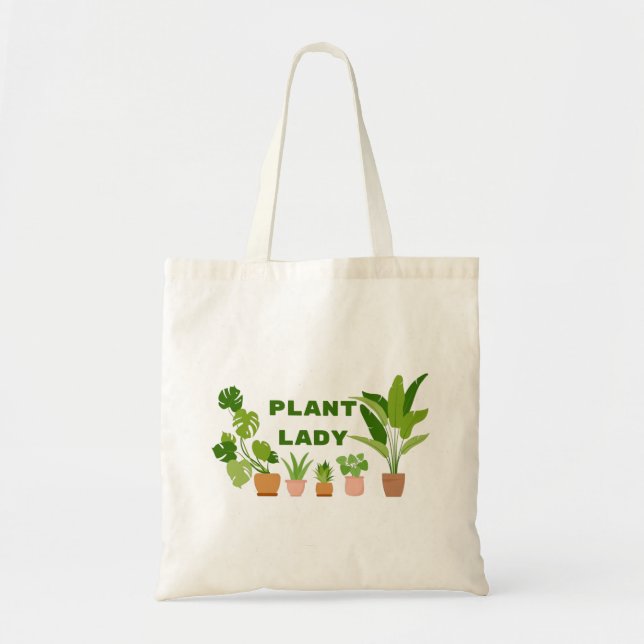 Plant Lady Tote Bag | Cute Gardening Plant Gifts  (Front)