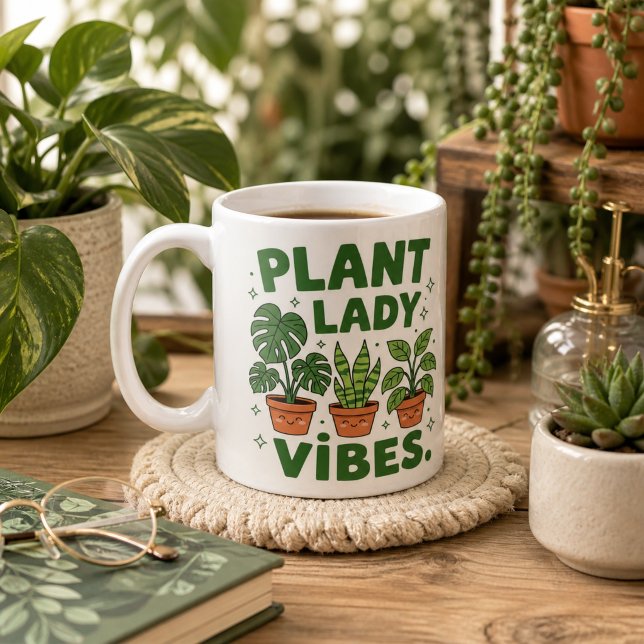 Plant lady vibes cute botanical Coffee Mug (Creator Uploaded)