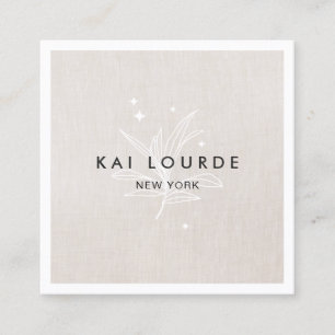 Plant Leaves Beige Square Business Card