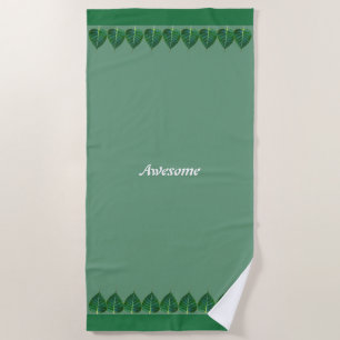 Plant Leaves on Green Personalised Beach Towel