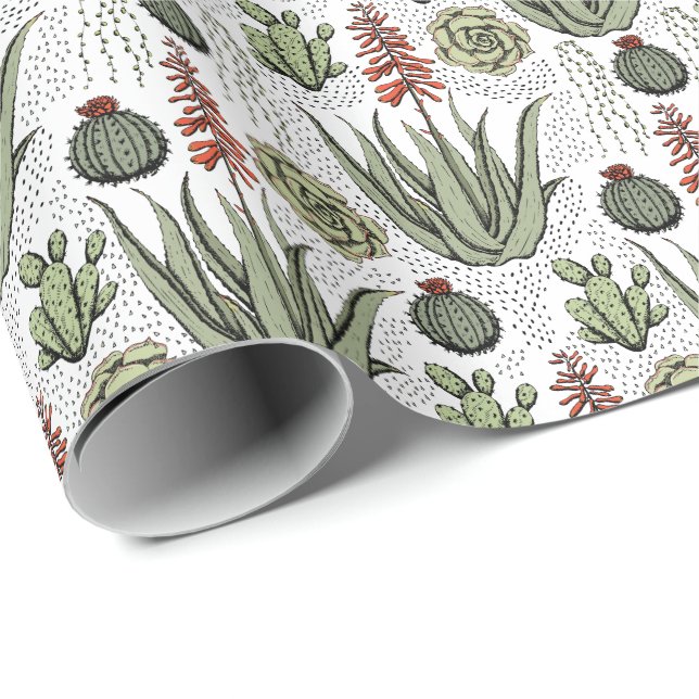 Plant Lover Aloe Vera Succulents Cactus Nature Wrapping Paper (Roll Corner)