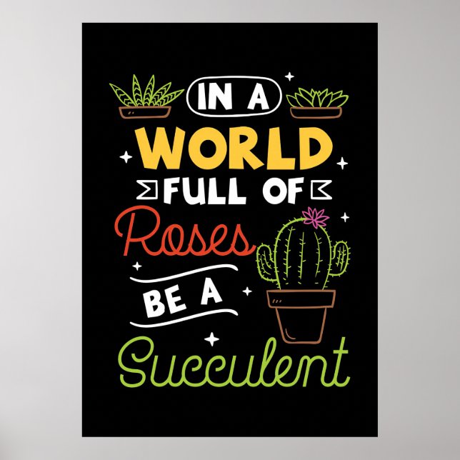Plant Lover Be A Succulent Poster (Front)