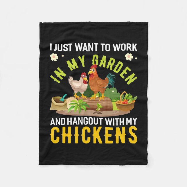 Plant Lover In My Garden With My Chickens Fleece Blanket (Front)