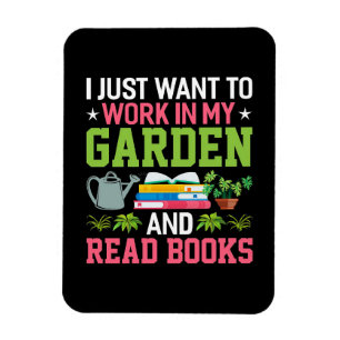Plant Lover In My Gargen And Read Books Magnet