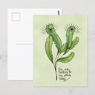 Plant lover pun funny introvert gardener postcard