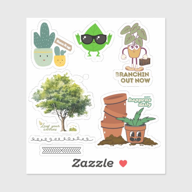 Plant Lover Sticker Sheet—Punny Mix (Sheet)