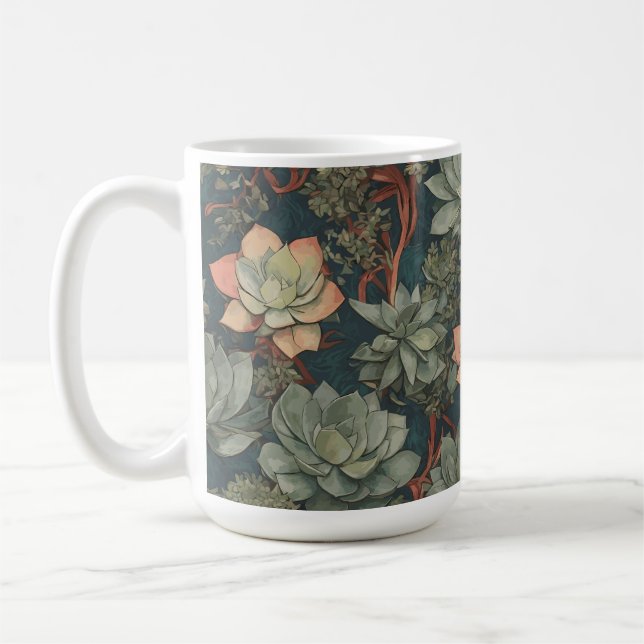 Plant Lover Succulents Garden Pattern Coffee Mug (Left)