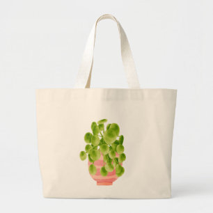 Plant lover tote bag- watercolor pilea houseplant 