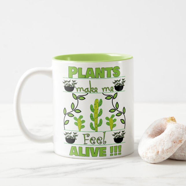 Plant Lover Two-Tone Coffee Mug (With Donut)