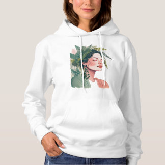 Plant Lover Woman with Hair Made of Houseplants Hoodie