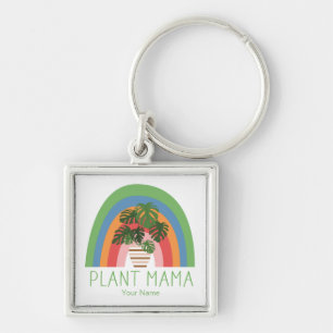 Plant Mama Boho Rainbow Garden Monstera Leaves Key Ring
