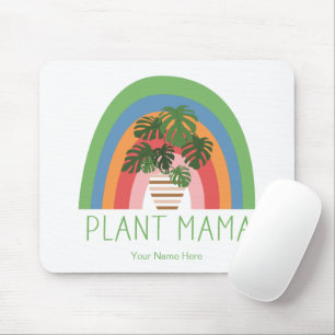 Plant Mama Boho Rainbow Garden Monstera Leaves Mouse Mat