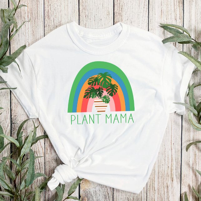 Plant Mama Boho Rainbow Garden Monstera Leaves T-Shirt (Creator Uploaded)