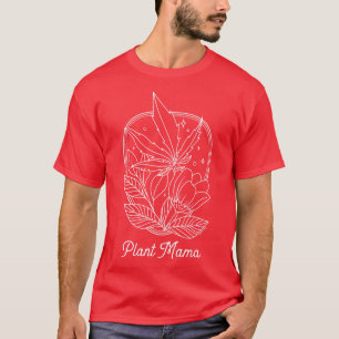 Plant Mama Cute Minimalist Stoner Line Art White T-Shirt