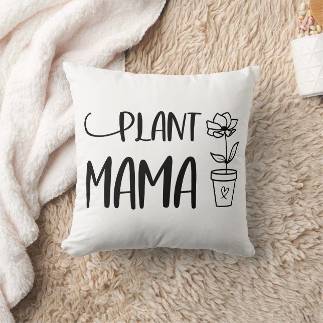Plant Mama Potted Plant Black and White Cushion (Blanket)