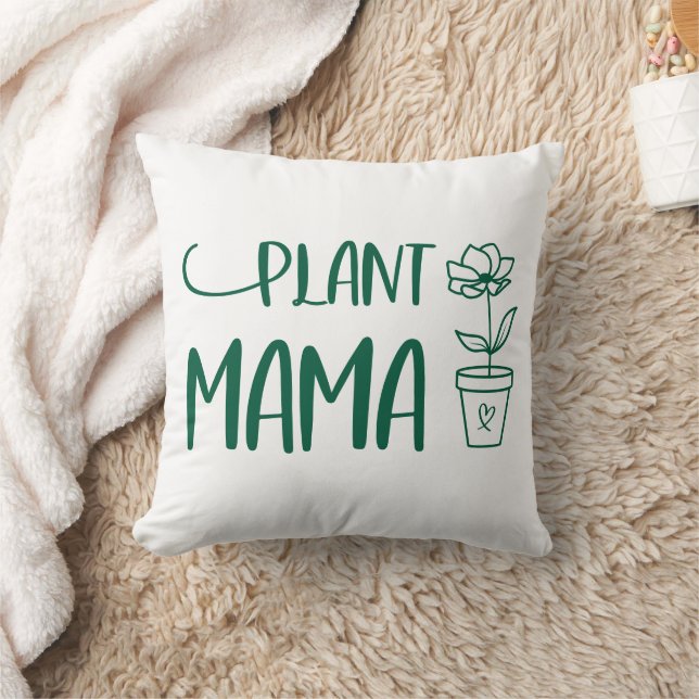Plant Mama Potted Plant Hunter Green and White Cushion (Blanket)