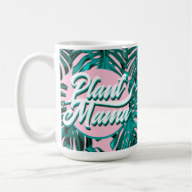 Plant Mama Turquoise Pink Monstera Jungle Leaves