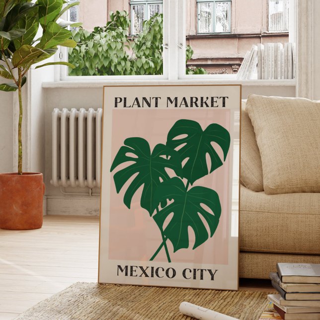 Plant Market Mexico Green Monstrera Houseplant Poster (In situ Living room)