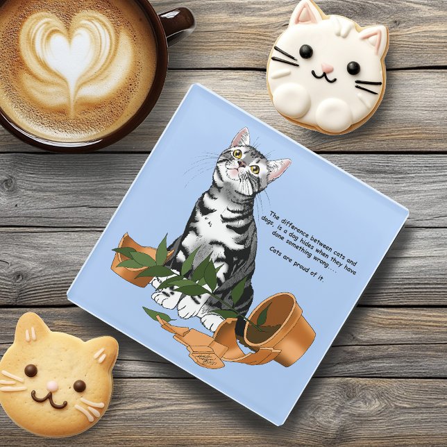 Plant Mischief Cat Glass Coaster (Creator Uploaded)