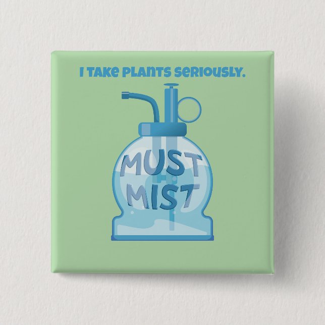 Plant mister misting pot plants 15 cm square badge (Front)