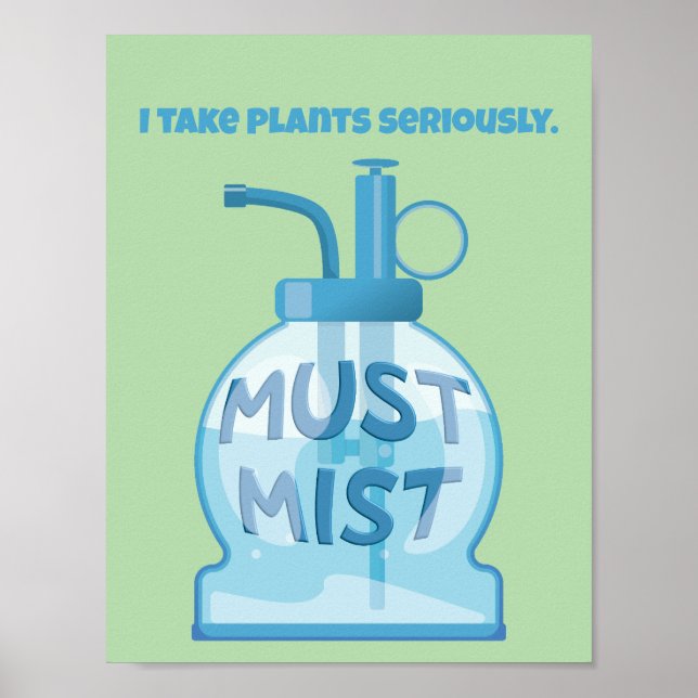 Plant mister misting pot plants poster (Front)