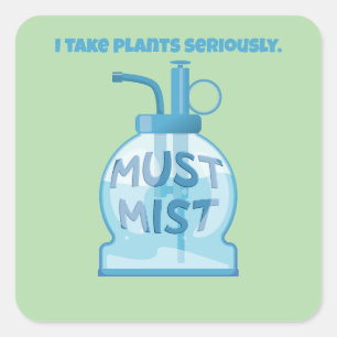 Plant mister misting pot plants square sticker