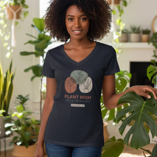 Plant Mom Abstract Minimalist Houseplant V-Neck T-Shirt