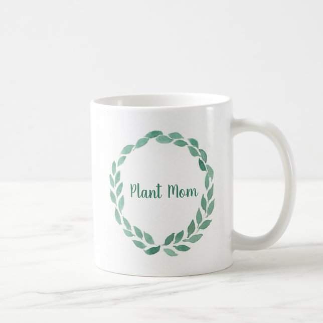 Plant Mom Watercolour Leaf Wreath Mug (Right)