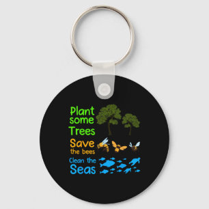 Plant More Trees Save The Bees Clean The Seas Natu Key Ring