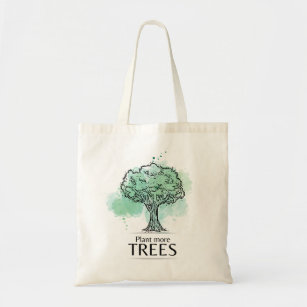 Plant more trees - tree design and quote tote bag