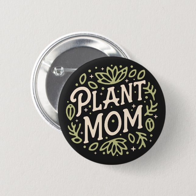 Plant mum 6 cm round badge (Front & Back)