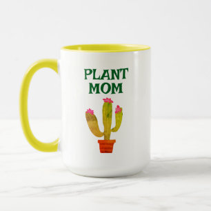 Plant Mum coffee mug gift with cute cactus in pot