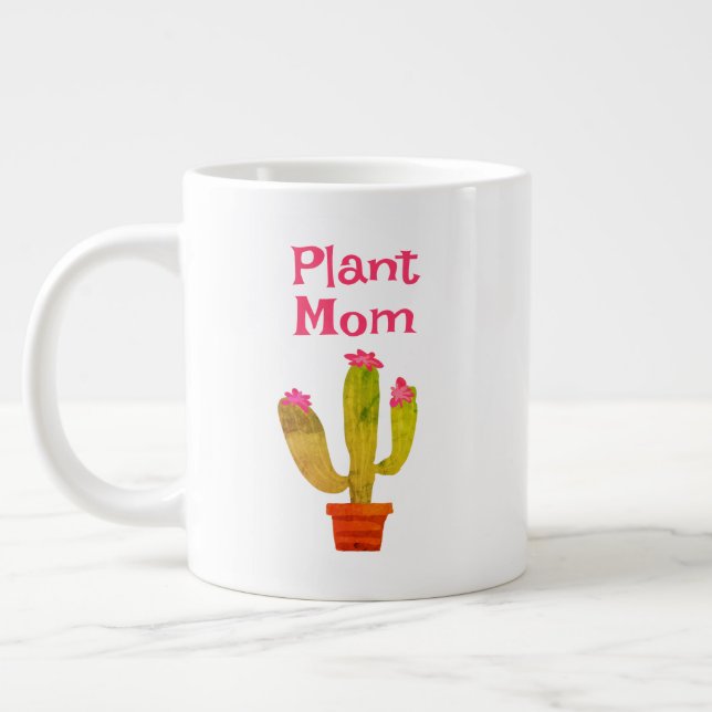 Plant Mum coffee mug gift with cute cactus planter (Left)