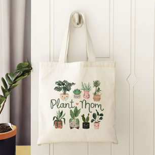 Plant Mum Fun & Cute Watercolor Potted Plants Tote Bag