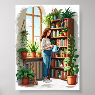 Plant Mum Gardening Book Nook - Indoor Gardening L Poster